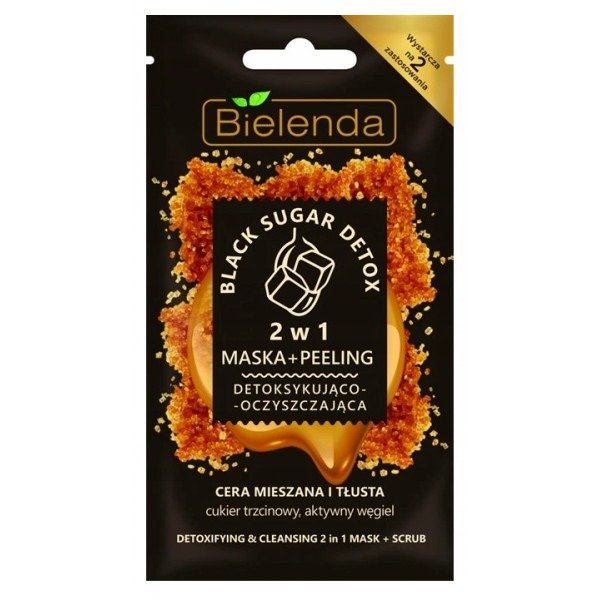 Bielenda Black Sugar Detox 2w1 Oczyszczająca Detoksykująca Maska i Peeling do Cery Mieszanej i Tłustej 8g