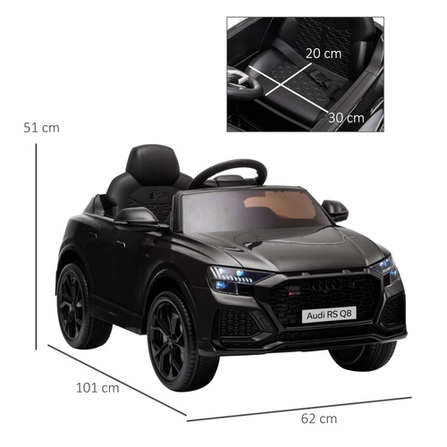 HOMCOM Licensed Audi RS Q8 Electric Ride On Car, with Remote Control, Black