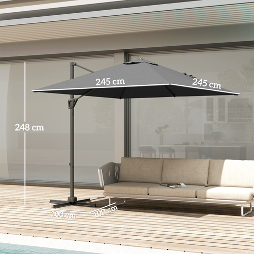Outsunny Patio Offset Parasol Umbrella - Dark Grey