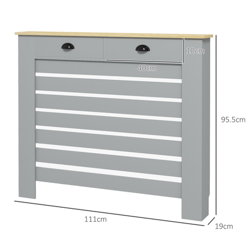 HOMCOM 95.5H x 111Wcm Radiator Cover, with Drawer - Grey