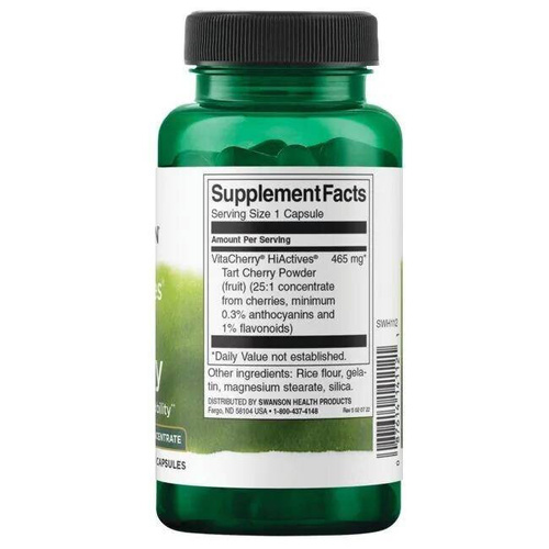 Swanson HiActives Tart Cherry 465mg for Joint Support 60 Capsules