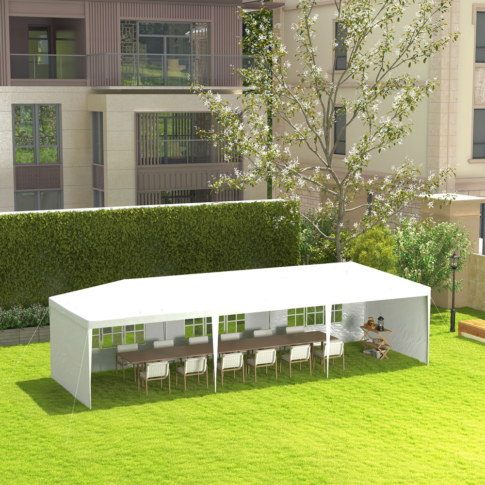 Outsunny 9 x 3 m Party Tent Gazebo Marquee Outdoor Patio Canopy Shelter with Windows and Side Panels Black