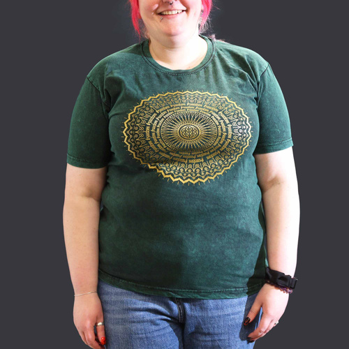 XLarge Stone Washed T-Shirt - Mandala - Green