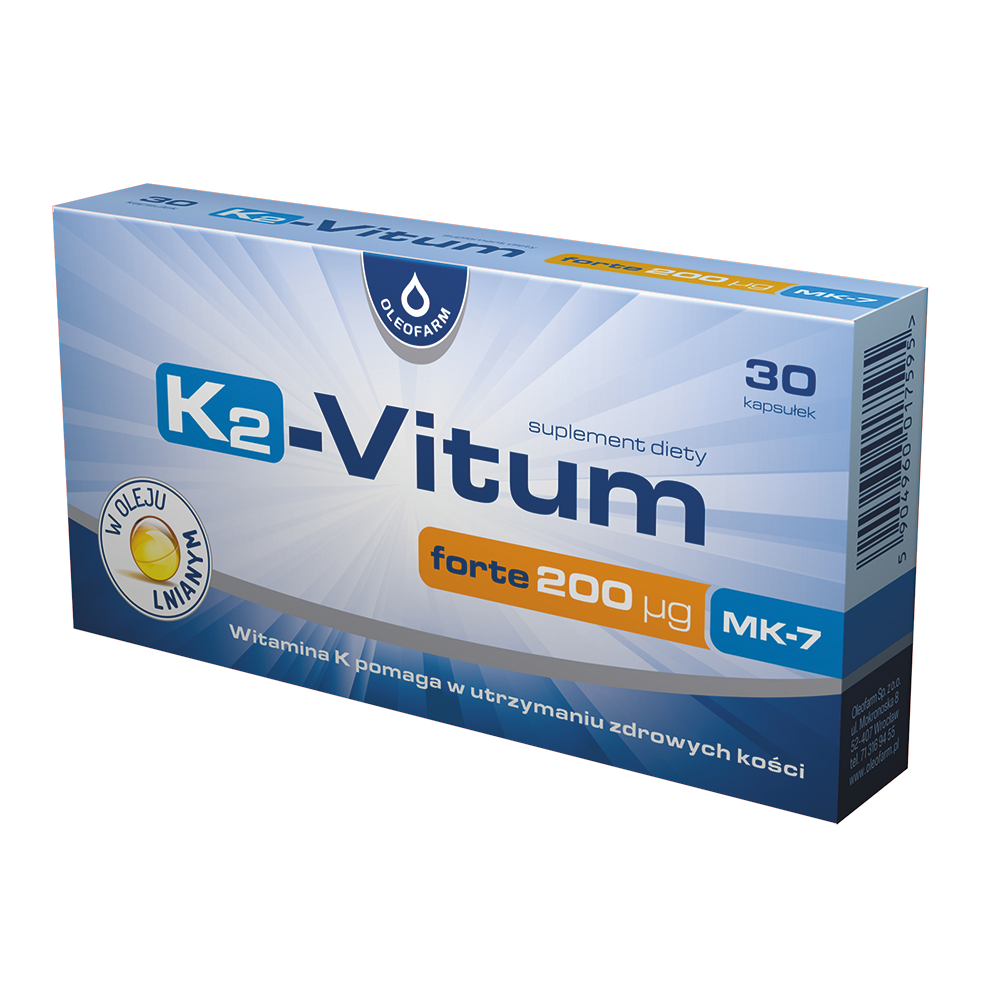 Oleofarm K2-Vitum Forte Witamina K2 75mcg MK-7 na Zdrowe Kości 30 Kapsułek