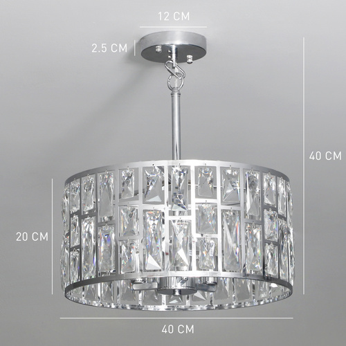 HOMCOM 72 Glass Crystallite Chandelier - Silver-Tone