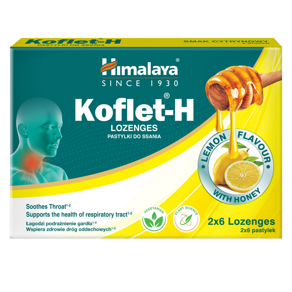 Himalaya Koflet-H Cytryna Wspiera Zdrowie Dróg Oddechowych 12 Pastylek do Ssania