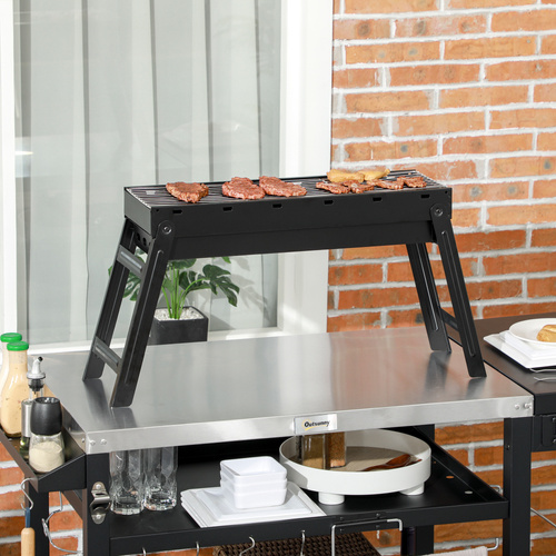 Outsunny Foldable Charcoal Grill - Black