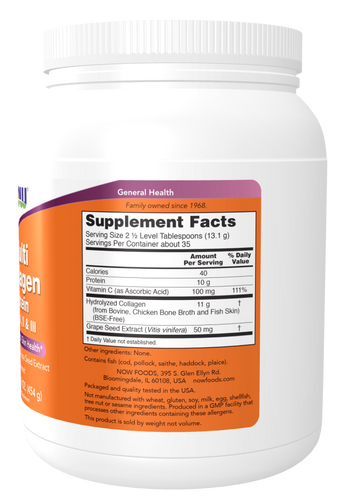 Now Foods Multi Collagen Protein Multi-Component Collagen Protein I II and III 454g
