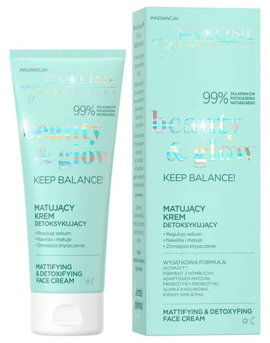 Eveline Beauty & Glow Keep Balance! Krem Matująco-Detoksykujący dla Skóry Tłustej i Mieszanej 75ml