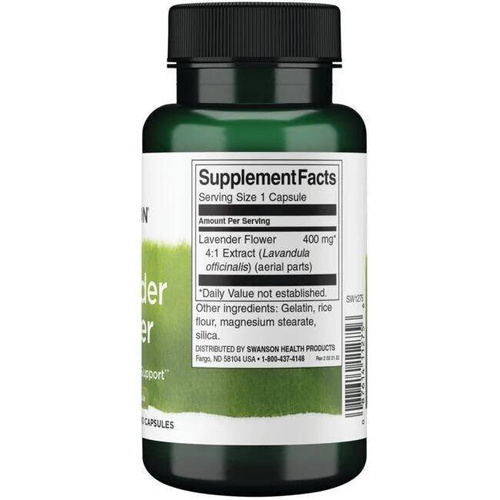 Swanson Lawenda 400mg na Relaks i Uspokojenie 60 Kapsułek