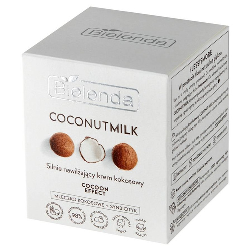 Bielenda Coconut Milk Silnie Nawilżający Krem Kokosowy Cocoon Effect dla Każdego Rodzaju Skóry 50ml