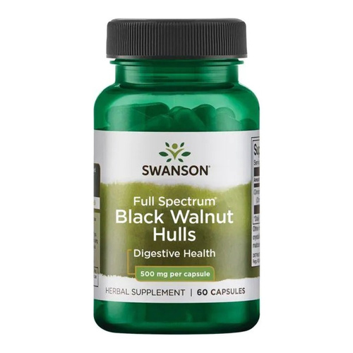 Swanson Łuski Orzecha Czarnego 500mg na Wsparcie Oczyszczania 60 Kapsułek