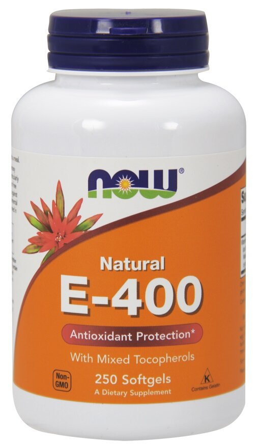 Now Foods Vitamin E-400 Natural Mixed Tocopherols Supports the Body's Immunity 250 Softgels