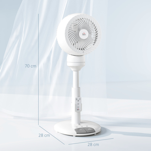 HOMCOM 9'' Air Circulator Fan 3 Speed 3 Mode, 70° Oscillation 90° Vertical Tilt, Remote Controller, for Living Room, Bedroom, Office, White
