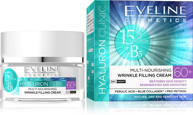 Eveline Hyaluron Clinic Anti-Wrinkle Day and Night Cream 60+ for Mature Skin 50ml 