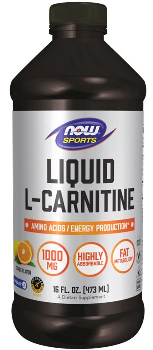 NOW Foods Liquid L-Carnitine 1000mg Citrus For Fat Metabolism 473ml