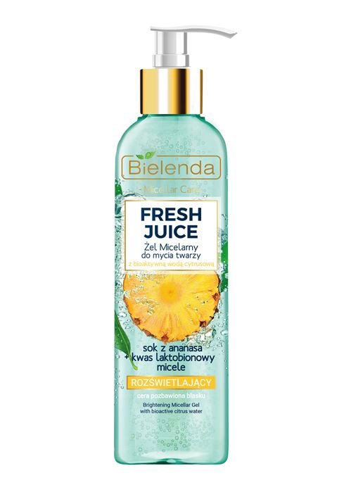 Bielenda Fresh Juice Rozświetlający Żel Micelarny od Mycia Twarzy z Ananasem do Cery Pozbawionej Blasku 190g