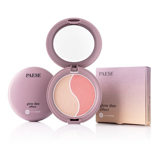 Paese Nanorevit Glow Duo Effect Puder Rozświetlający i Róż do Policzków 4.5g