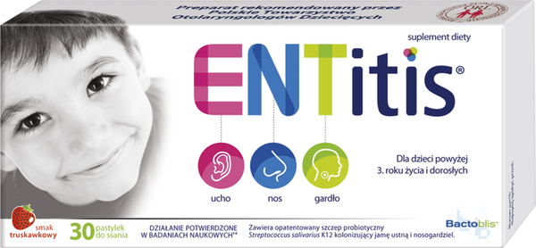 Entitis Strawberry Lozenges for Children Over 3 Years Old with Strawberry Flavor 30pcs