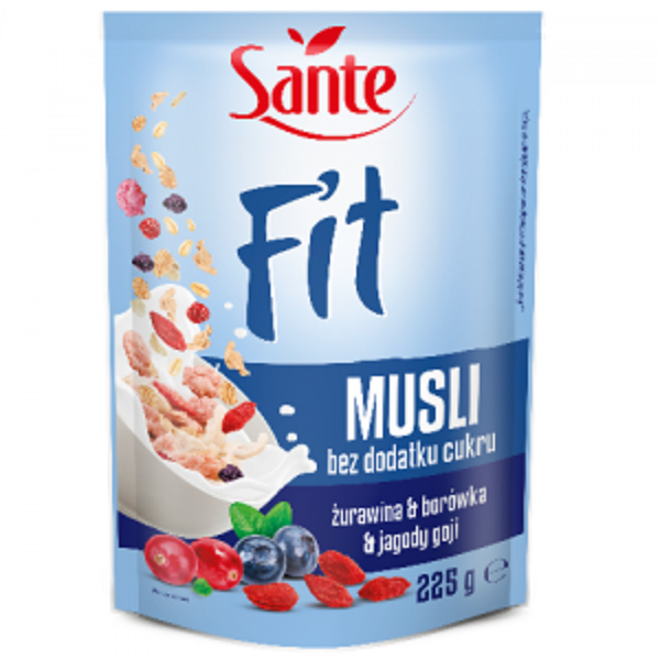 Sante Fit Whole Grain Cereal with Cranberries Blueberries and Goji Berries 225g