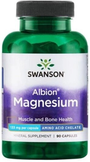 Swanson Albion Magnez Chelatowany 133mg na Pamięć i Koncentrację 90 Kapsułek