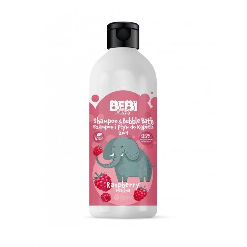 Barwa Bebi Kids Shampoo and Bath Liquid 2in1 Raspberry for Children from 1 Year of Age 500ml