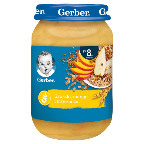 Gerber Pears Mango and Three Cereals for Babies from 8 Months of Age 190g