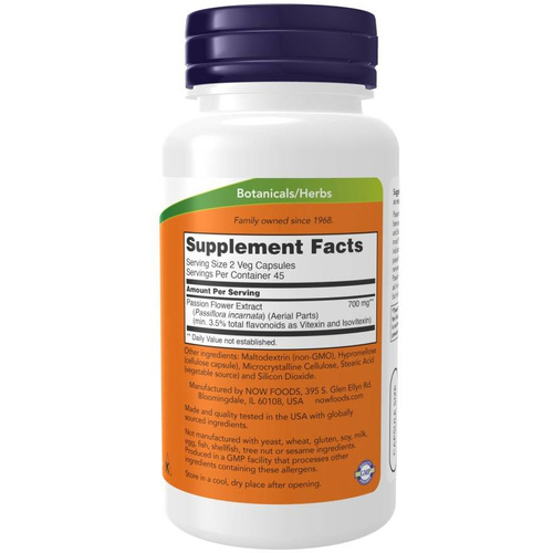 Now Foods Passion Flower 350mg Męczennica Cielista Relaks i Uspokojenie 90 Kapsułek