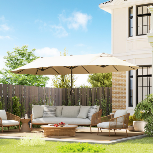 Outsunny 4.6m Double Garden Parasol - Beige