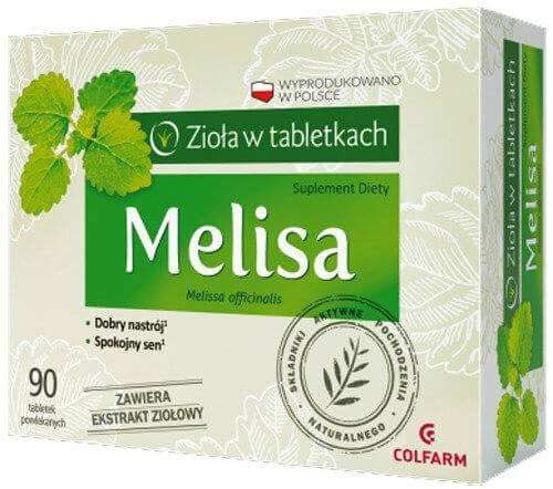 Colfarm Melisa Ułatwia Zasypianie Wspiera Układ Nerwowy 90tabl. powlekanych