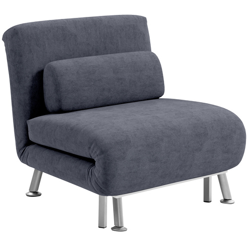 HOMCOM Single Velvet-Feel Sleeper Chair - Charcoal Grey