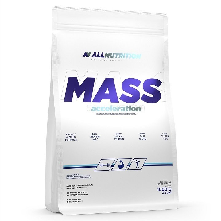 Allnutrition Mass Acceleration Banana Flavoured Protein and Carbohydrate Gainer For Muscle Mass 1000g
