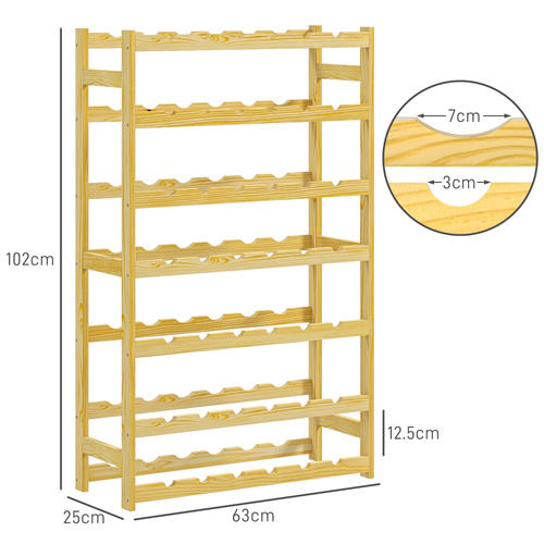 HOMCOM 42-Bottle Wooden Wine Rack - Natural Finish