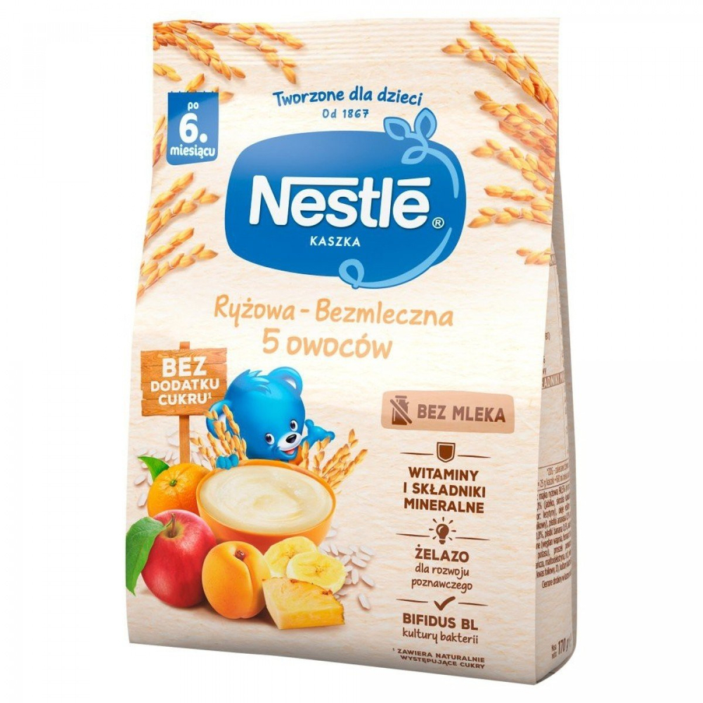 Nestle Rice Porridge 5 Fruits Dairy Free for Babies after 6 Months 170g