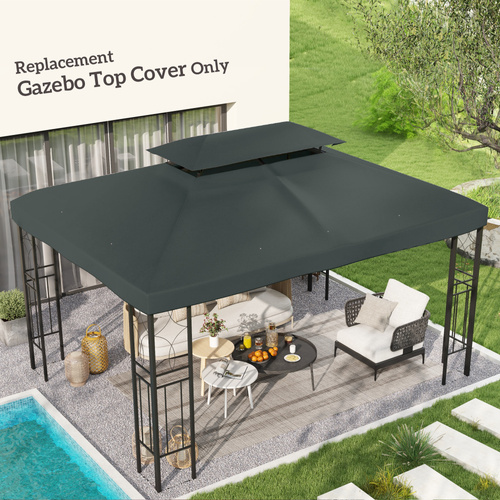 Outsunny Gazebo Roof Replacement, for 3 x 4m Frames - Grey