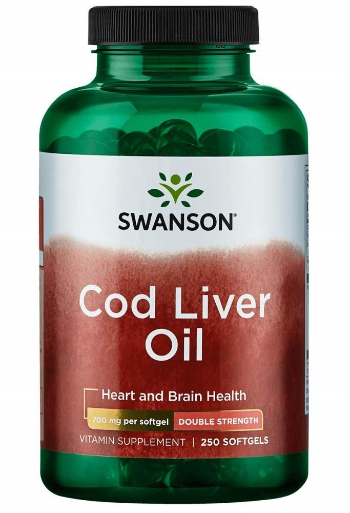 Swanson Cod Liver Oil 700mg Double-Strength with Vitamin A and D 250 Softgels