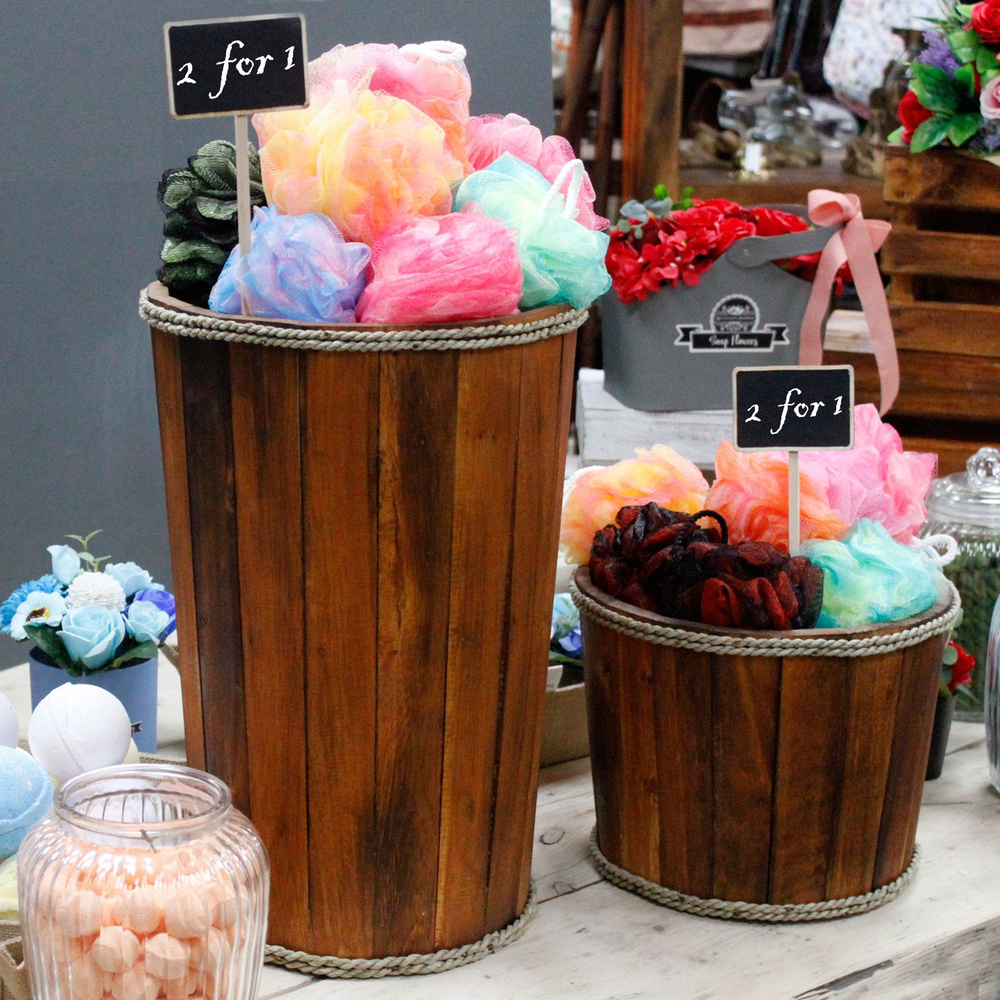 Small Wooden Storage Tub – Brown