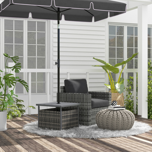 Outsunny Outdoor Rattan Wicker Coffee Table w/ Umbrella Hole Suitable for Garden Garden