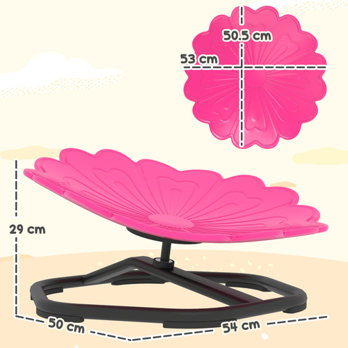 AIYAPLAY Flower-Shaped Sensory Spinning Chair with Non-Slip Base for Balance/Coordination, Pink