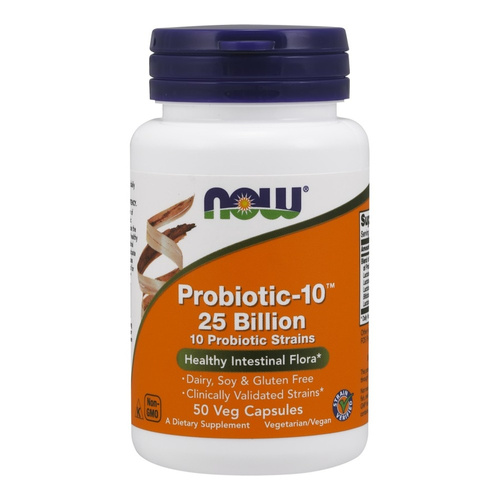 Now Foods Probiotic-10 25 Billion Probiotic Bacteria for Digestive & Immunity Support 50 Capsules