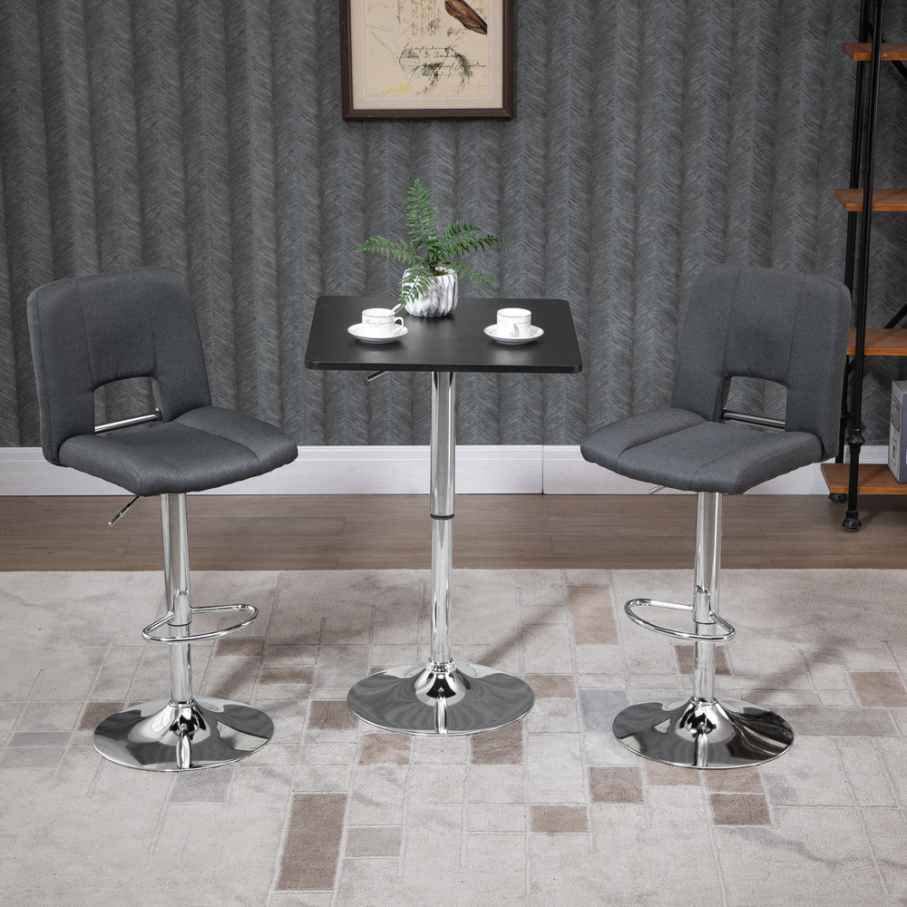 HOMCOM Modern Height Adjustable Counter Bar Table with 360° Swivel Tabletop and Electroplating Metal Base, Pub Desk for Living Room, Kitchen, Restaurant, Pub, Black and Silver