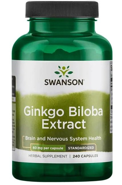 Swanson Ginkgo Biloba Extract 60mg for Memory and Circulation 240 Capsules