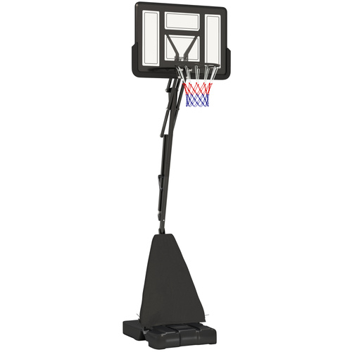 SPORTNOW 245-305cm Adjustable Basketball Hoop and Stand, with Wheels, Black