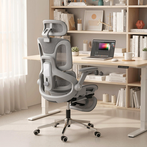 HOMCOM Ergonomic Office Chair, High Back Mesh Desk Chair, Grey