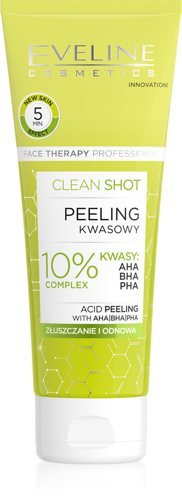 Eveline Clean Shot Złuszczający Peeling Kwasowy 10% AHA BHA PHA 75ml