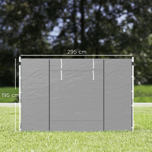 Outsunny Gazebo Side Panels, 2 Pack Sides Replacement, for 3x3(m) or 3x6m Pop Up Gazebo, with Windows and Doors, Light Grey