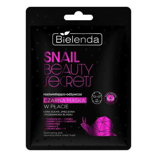 Bielenda Snail Beauty Secrets Rozświetlająco-Odżywcza Czarna Maska w Płacie 1 szt.