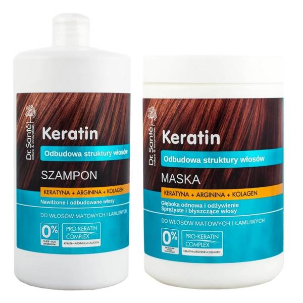 Dr. Sante Keratin Maska oraz Szampon do Włosów z Keratyną 2x1000ml