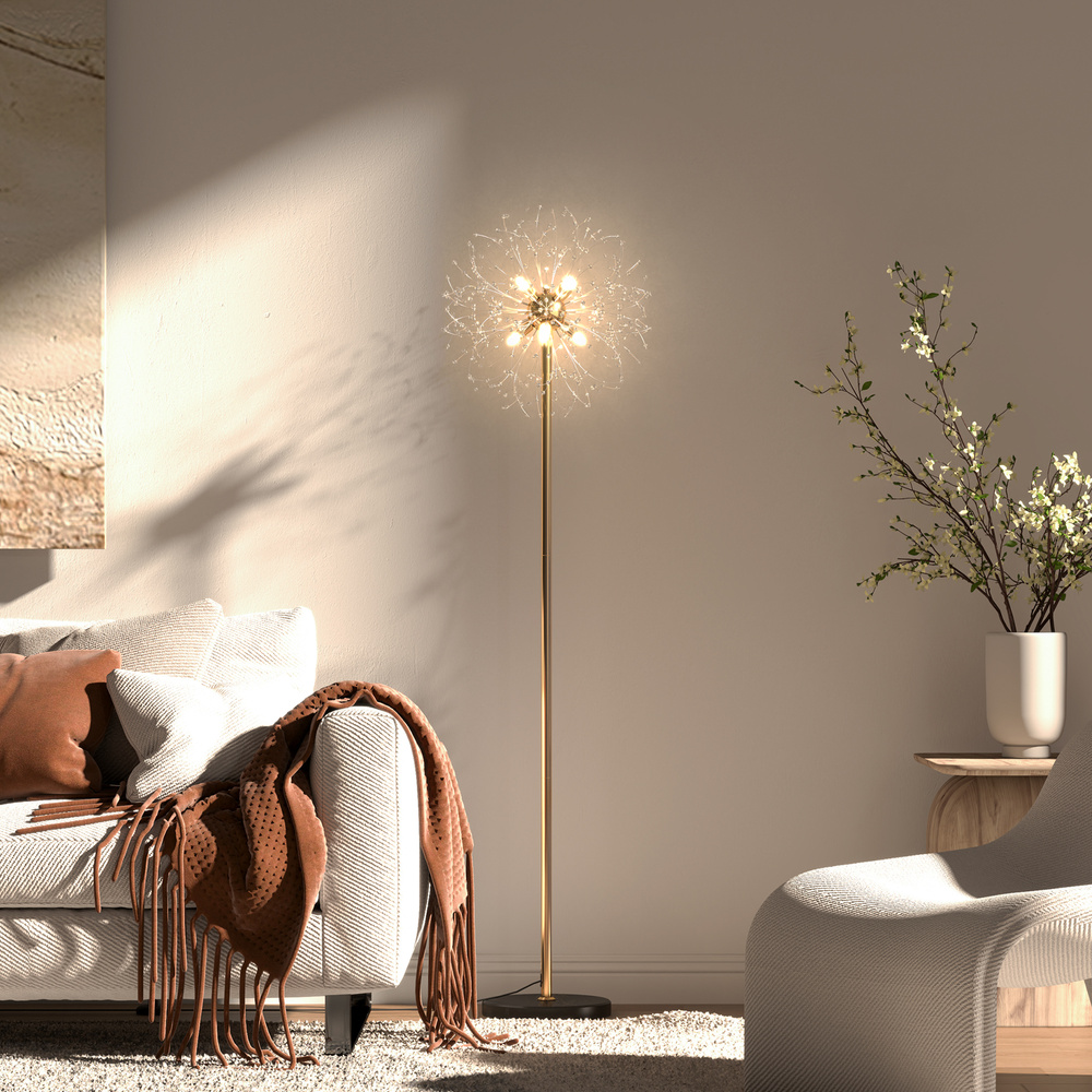 HOMCOM 160cm Dandelion-Crystallite Floor Lamp, with Foot Switch