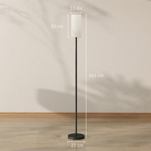 HOMCOM Floor Lamp for Living Room, Modern Standing Lamp with Linen Shade & Foot Switch, Minimalist Tall Pole Lampshade for Bedroom, Office, White
